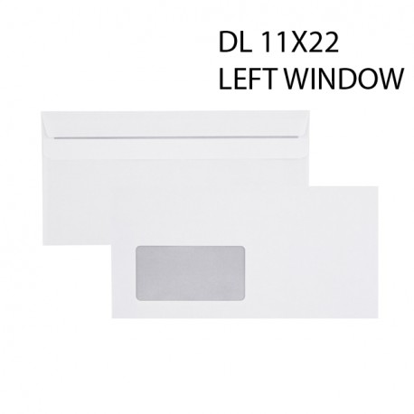 DL WINDOW 11X22 WHITE ENVELOPES 90GSM - PACK OF 50