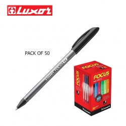 Luxor Focus Icy Ball Pens - Black Colour - Pack of 50 