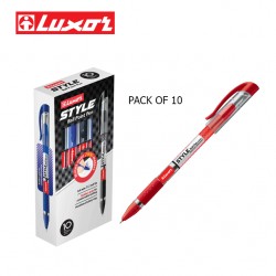 Luxor Style Ball Pens 0.5mm - Red Colour - Pack of 10