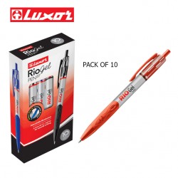 Luxor Rio Gel Pens 0.5mm - Red Colour - Pack of 10
