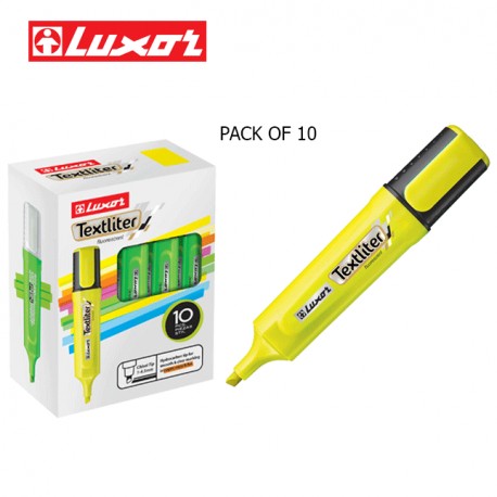 LUXOR HIGHLIGHTERS - YELLOW - PACK OF 10