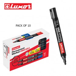 LUXOR PERMANENT MARKERS - BLACK - PACK OF 10