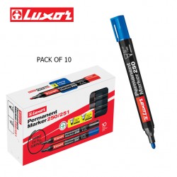 LUXOR PERMANENT MARKERS - BLUE - PACK OF 10
