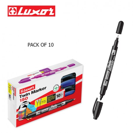 LUXOR TWIN MARKERS - BLACK - PACK OF 10