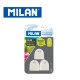 Milan Blister of 3 refill erasers for Capsule Sharpener & Eraser