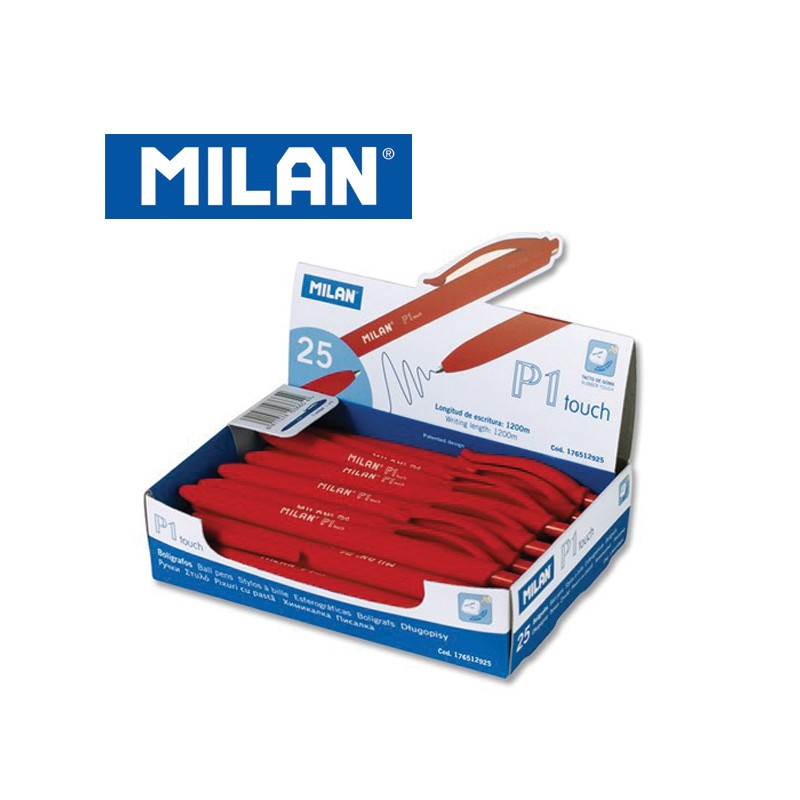 Milan P1 Touch Ball Point Pen, Box of 25, Blue