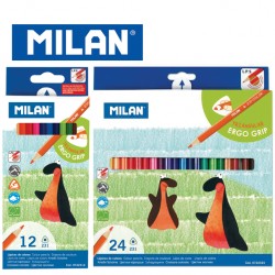 Milan Colour Pencils - Box of 12 MAXI triangular colour pencils + FREE Sharpener