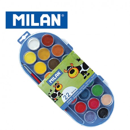 Milan Paints - Set of 12 Watercolour Tablets 30mm with Brush